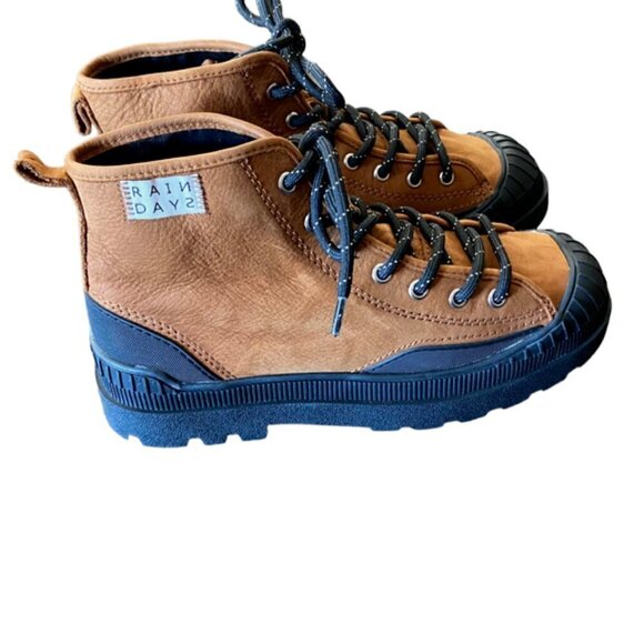 Zara Brown & Black Leather Rain Boots 36 - Picture 3 of 6